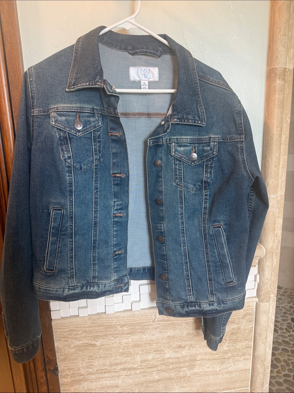 Time and Tru Women's Dark Wash Denim Jacket - Blue